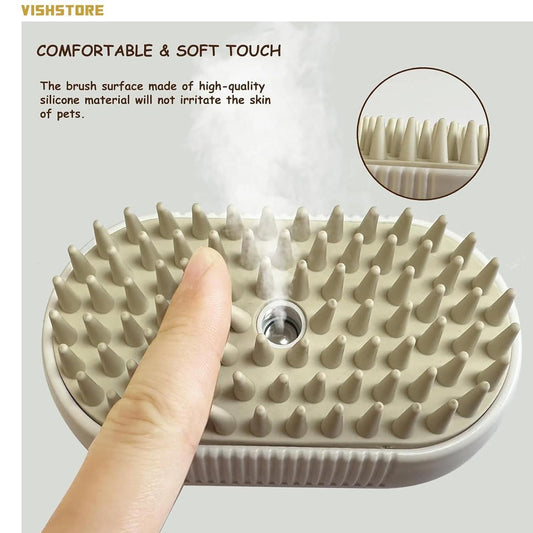 PuffBrush™ Pet Steam Brush – Comb, Massage & Bathe in One Go