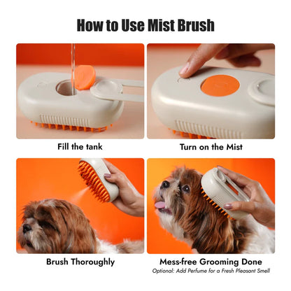 PuffBrush™ Pet Steam Brush – Comb, Massage & Bathe in One Go