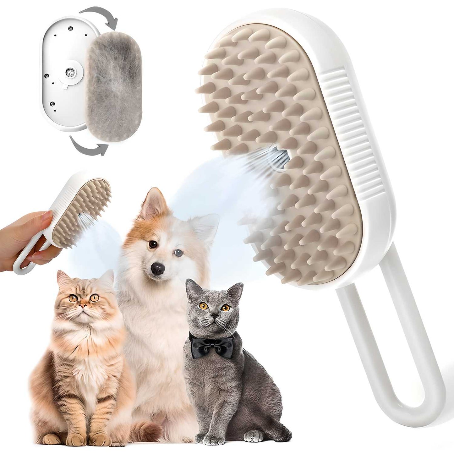 PuffBrush™ Pet Steam Brush – Comb, Massage & Bathe in One Go