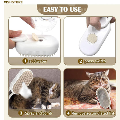 PuffBrush™ Pet Steam Brush – Comb, Massage & Bathe in One Go