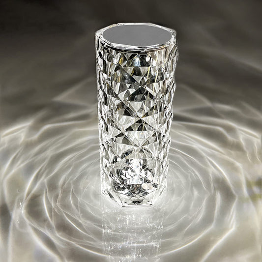 Crystal Table Lamp,3 Color Changing Rose Diamond Night Light, Led Usb Nightstand Lamp With Touch Control For Living Room Bedroom, Party Dinner Decorative Gift, White GenzVybs