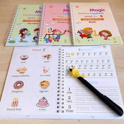 Sank Magic Practice Copybook (4 Books, 1 Pen, 1 Grip, 10 Refill)