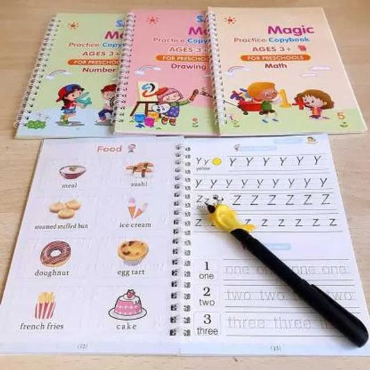 Sank Magic Practice Copybook (4 Books, 1 Pen, 1 Grip, 10 Refill)