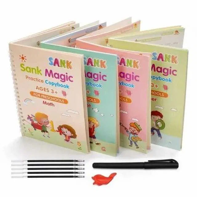 Sank Magic Practice Copybook (4 Books, 1 Pen, 1 Grip, 10 Refill)