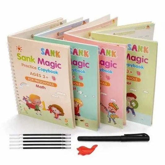Sank Magic Practice Copybook (4 Books, 1 Pen, 1 Grip, 10 Refill)